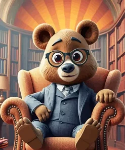 Mr Cartoon Bear Wearing Glasses Diamond Painting