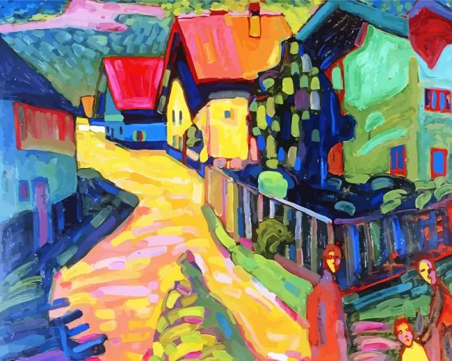 Murnau street with women Diamond By Numbers Murnau Street With Women Diamond Painting