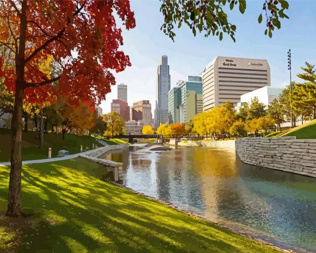 Omaha City In Fall Diamond Paintings Omaha City In Fall Diamond Painting