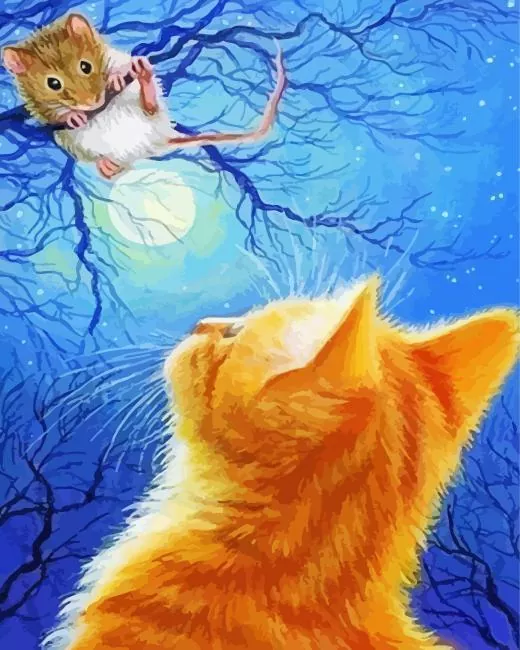 Orange cat and mouse art Diamond Paintings Orange Cat And Mouse Art Diamond Painting
