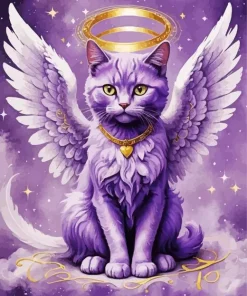 Purple Angel Cat Diamond Painting