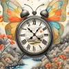 Retro Butterfly Clock Diamond Painting