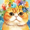 Shorthair Cat Wearing Flower Crown Diamond Painting