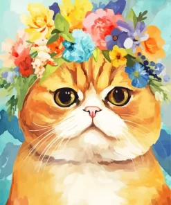 Shorthair Cat Wearing Flower Crown Diamond Painting