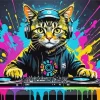 Splatter Dj Cat Diamond Painting