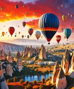 Sunset Over Cappadocia Diamond Painting