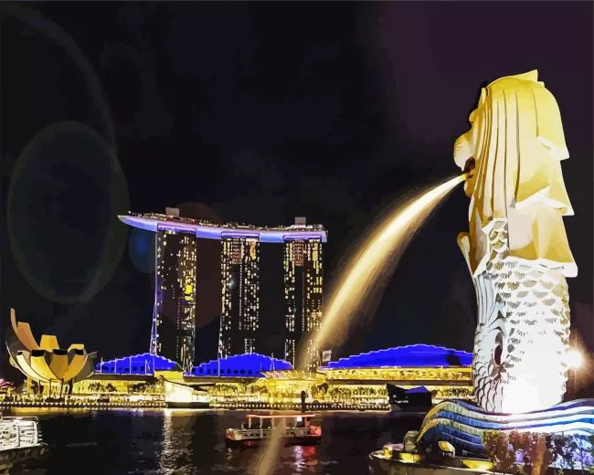 The Merlion Singapore Diamond Paintings The Merlion Singapore Diamond Painting
