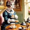 Vintage Cat Drinking Tea Diamond Painting