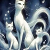 White Cat Family Diamond Painting