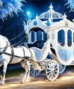 White Carriage Diamond Painting