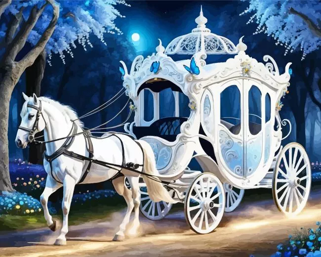 White carriage Diamond by Numbers White Carriage Diamond Painting