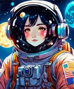 Aesthetic Girl Astronaut Art Diamond Painting