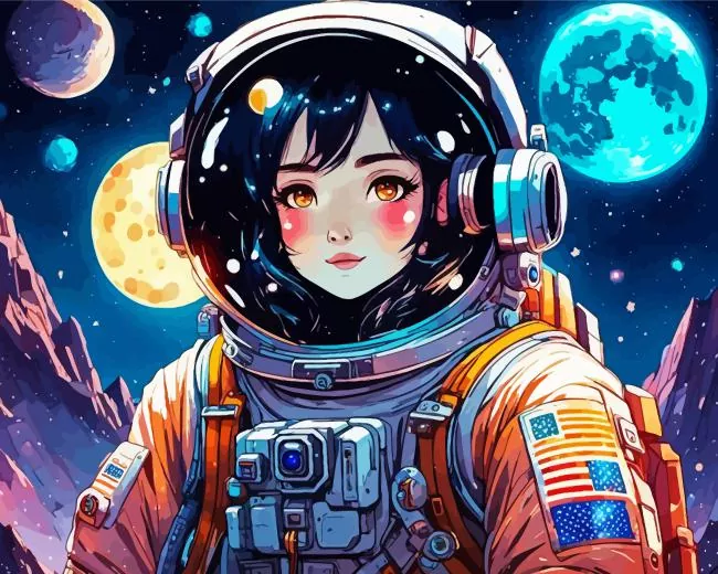 aesthetic girl astronaut art Diamond by Numbers Aesthetic Girl Astronaut Art Diamond Painting