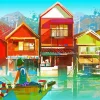 Animated Fishing Village Diamond Painting