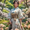 Asian Girl In A Flower Garden Diamond Painting