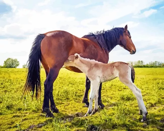 baby and mama horse Diamond Paintings Baby And Mama Horse Diamond Painting