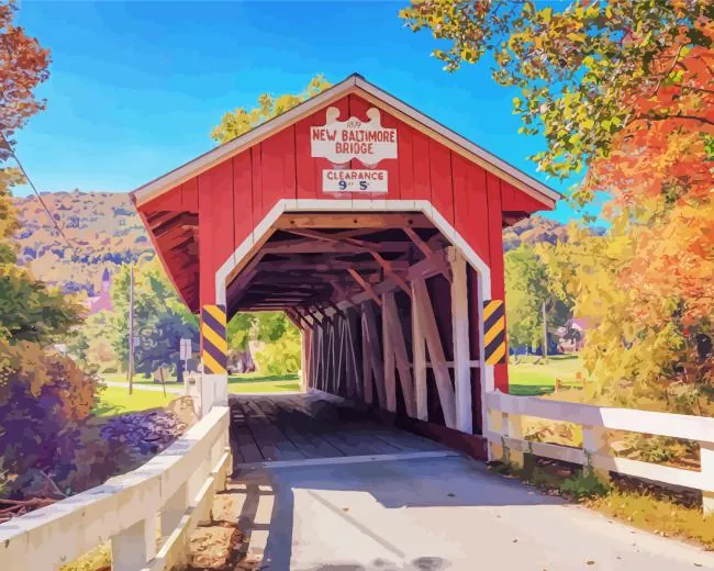 baltimore covered bridge Diamond by Numbers Baltimore Covered Bridge Diamond Painting