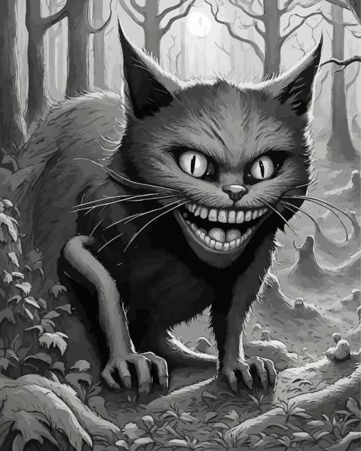 black scary smiling cat art Diamond Paintings Black Scary Smiling Cat Art Diamond Painting