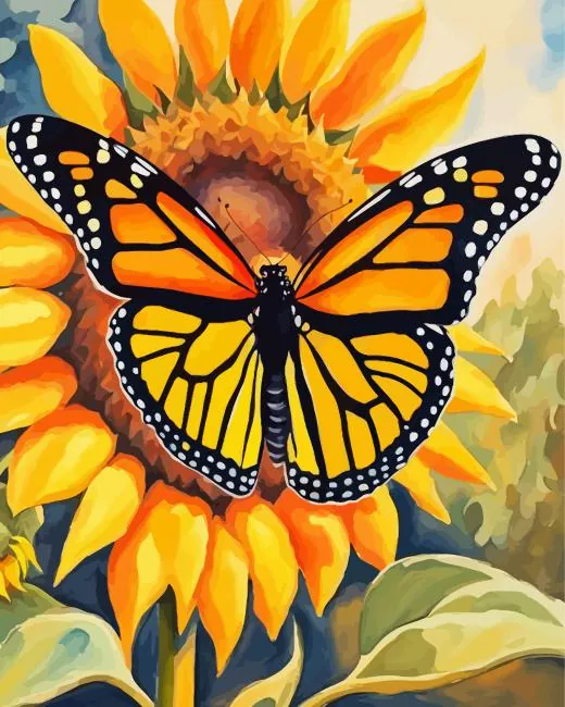butterfly on sunflower Diamond Paints Butterfly On Sunflower Diamond Painting