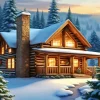 Cabin In Snow Woods Diamond Painting