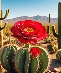 Cactus And Roses Diamond Painting
