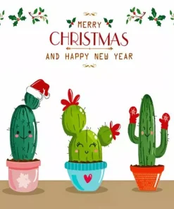 Cactus Christmas Sayings Diamond Painting