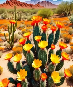 Cactus With Orange Flowers Diamond Painting