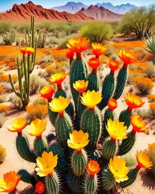 cactus with orange flowers Diamond Paintings Cactus With Orange Flowers Diamond Painting