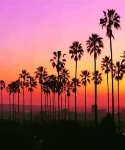 California Palm Trees At Sunset Diamond Painting