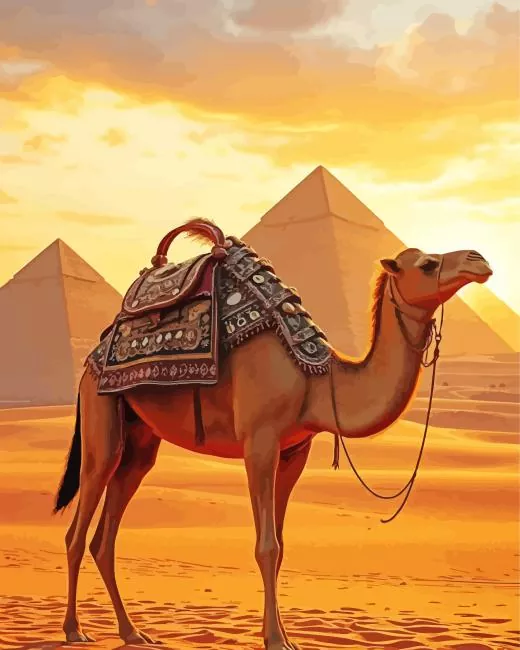 camel and pyramids painting by number Camel And Pyramids Diamond Painting
