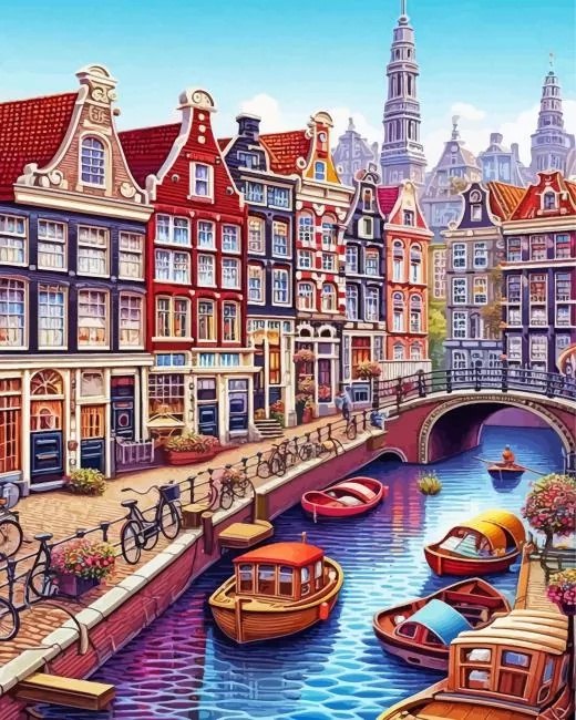 canal houses amsterdam Diamond Paintings Canal Houses Amsterdam Diamond Painting