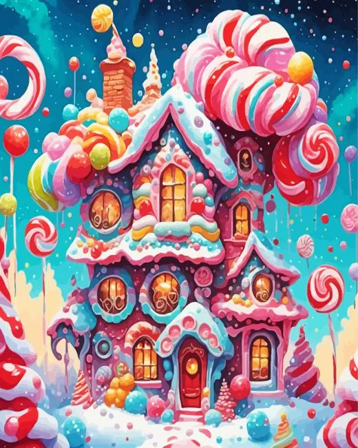 candy house Diamond By Numbers Candy House Diamond Painting