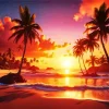 Caribbean Beach At Sunset Diamond Painting