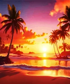 Caribbean Beach At Sunset Diamond Painting