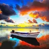 Caribbean Fishing Boat At Sunset Diamond Painting