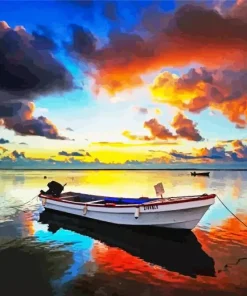 Caribbean Fishing Boat At Sunset Diamond Painting