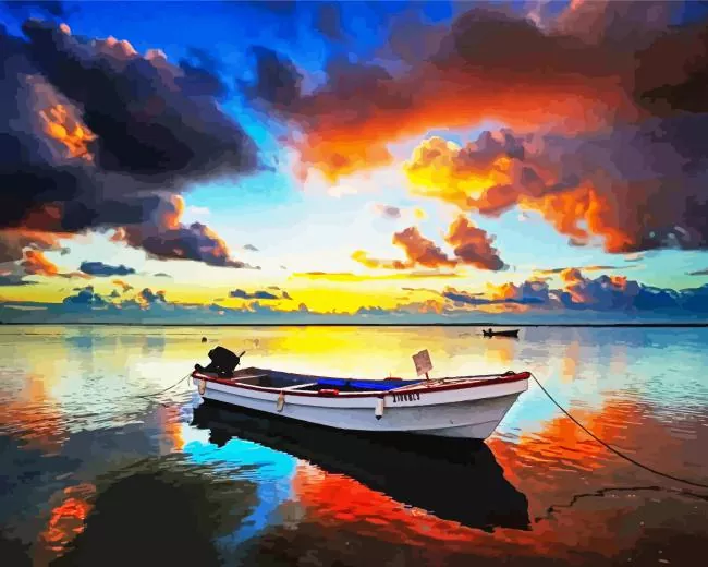 caribbean fishing boat at sunset Diamond Paintings Caribbean Fishing Boat At Sunset Diamond Painting