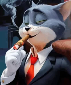 Cartoon Cat Smoking Diamond Painting