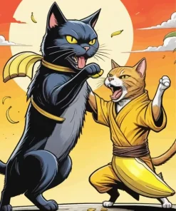 Cartoon Cats Fighting Diamond Painting