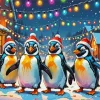 Cartoon Christmas Penguins Diamond Painting