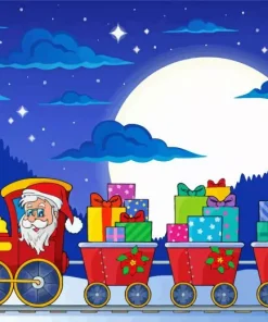 Cartoon Christmas Train Diamond Painting
