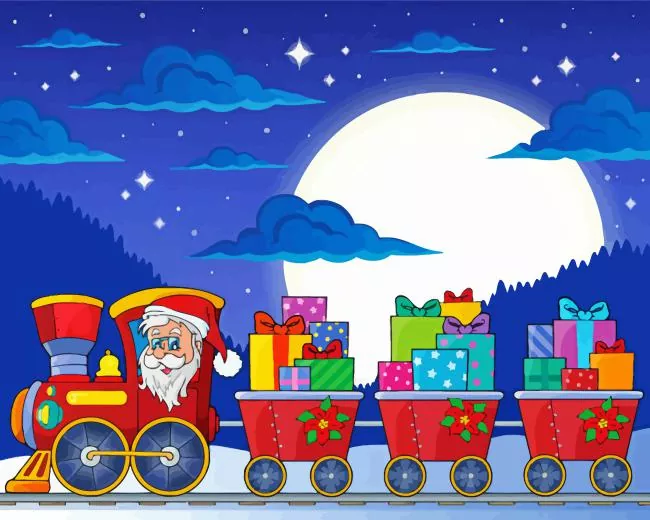 cartoon christmas train Diamond Paintings Cartoon Christmas Train Diamond Painting