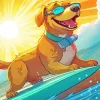 Cartoon Dog Surfing Diamond Painting