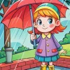 Cartoon Girl Holding Umbrella Diamond Painting