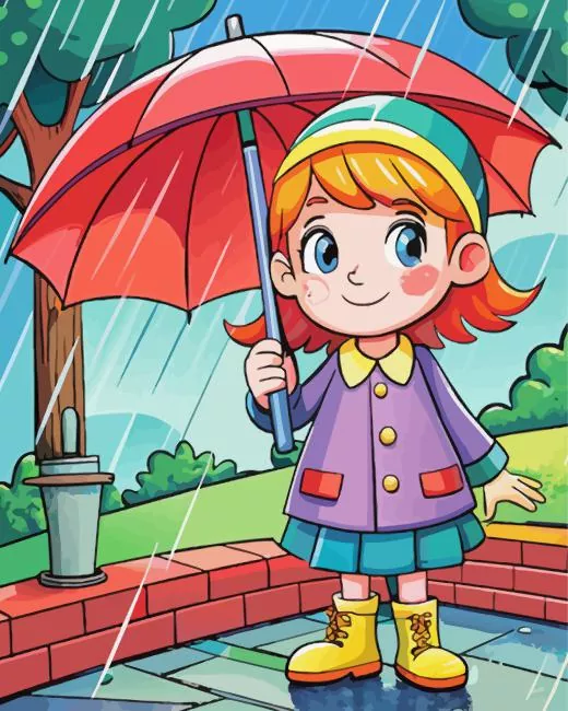 cartoon girl holding umbrella Diamond Paintings Cartoon Girl Holding Umbrella Diamond Painting