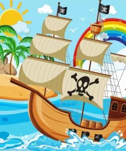Cartoon Pirate Ship Diamond Painting