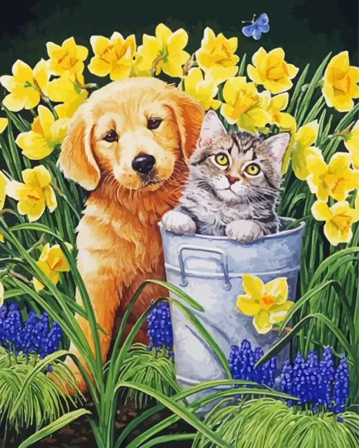 cat and dog Diamond Paintings Cat And Dog Diamond Painting