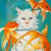 Cat And Goldfish Art Diamond Painting