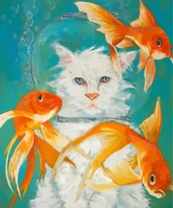 Cat And Goldfish Art Diamond Painting