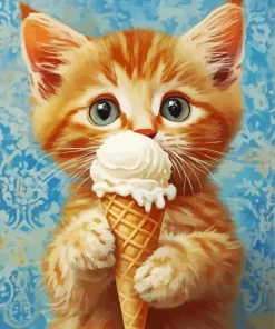 Cat and Ice Cream Diamond Painting